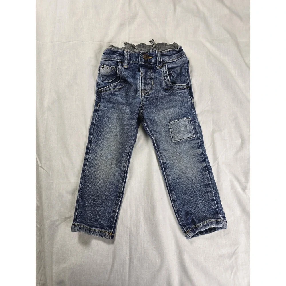 Genuine Kids OshKosh Jeans Toddler 2T Blue Skinny Fit Denim Patch Pull On‎